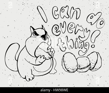 Motivation cartoon concept - angry hamster i can do everything Stock Vector