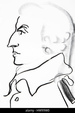 Portrait of Adam Smith (1723 -1790), Scottish philosopher and and economics pioneer - illustration of Ewa KLOS ©Ewa KLOS/Opale Stock Photo