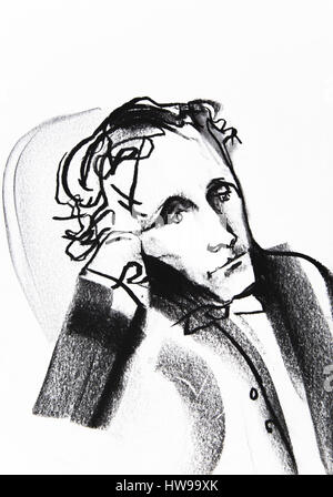 Portrait de Lewis Carroll (Charles Lutwidge Dodgson, 1832-1898) essayiste, photographe et professeur - illustration of Ewa KLOS ©Ewa KLOS/Opale Stock Photo