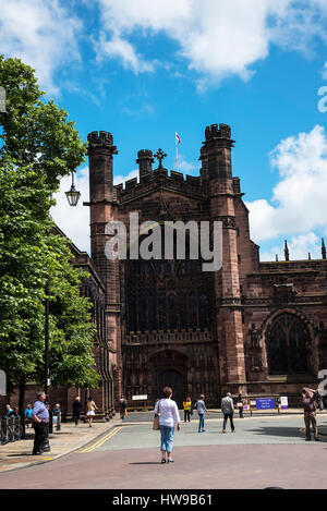 Chester Cathedral is a Church of England cathedral and the mother church of the Diocese of Chester. It is located in the city of Chester England Stock Photo