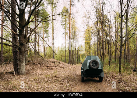 Russian Armoured Soviet Scout Car BA-64 Of World War II In Spring Forest. Vehicle Of Red Army Stock Photo