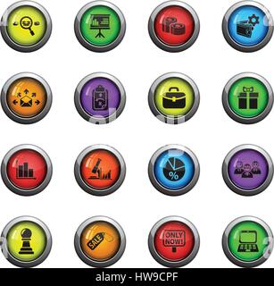 marketing icons on color round glass buttons for your design Stock Vector