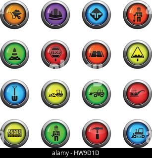 road repairs icons on color round glass buttons for your design Stock Vector