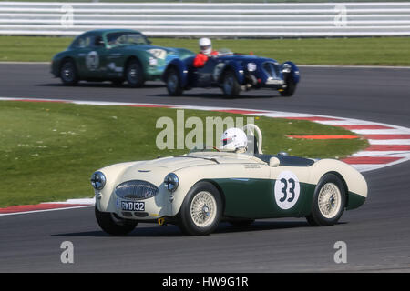 Taken at the Vintage Sports Car Club (VSCC) Spring Start meeting at Silverstone on 18th April 2015 Stock Photo