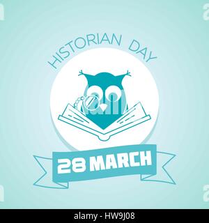 Calendar for each day on March 28. Greeting card. Holiday - Historian day. Icon in the linear style Stock Vector