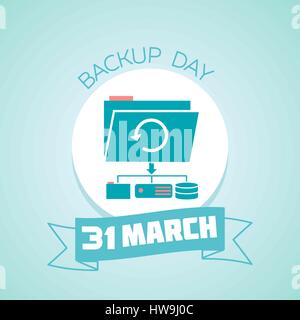 Calendar for each day on March  31. Greeting card. Holiday - Backup Day. Icon in the linear style Stock Vector