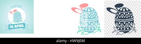 Calendar for each day . Greeting card. Holiday - Easter. Icon in the linear style Stock Vector