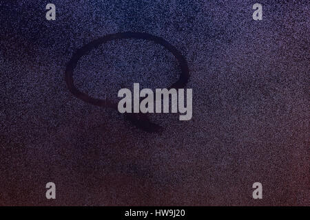 Dialog box draw on window with dew or ice. Fog window with message chat shape label Stock Photo