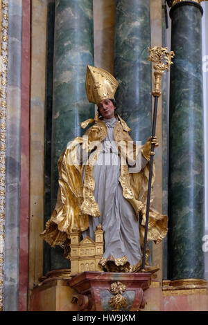 Statue of Saint, Altar in Collegiate church in Salzburg on December 13, 2014. Stock Photo