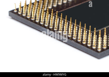 macro detail of CPU Central processing unit microchip isolated on white background Stock Photo