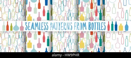 Set of wine bottles pattern Stock Vector