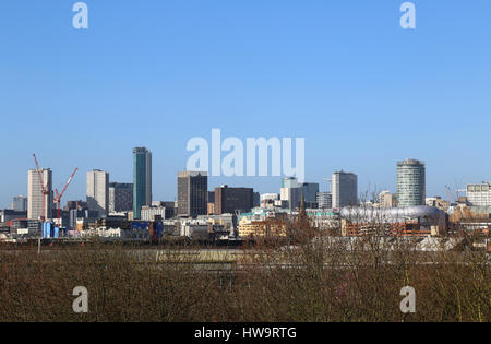 A springtime view of the skyline of Birmingham city centre UK. Stock Photo