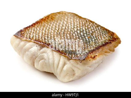fried pike perch fillet isolated on white background Stock Photo