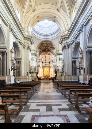 PALERMO, ITALY - JUNE 24, 2011: nave of Palermo Cathedral. It is the cathedral church of Roman Catholic Archdiocese of Palermo dedicated to the Assump Stock Photo