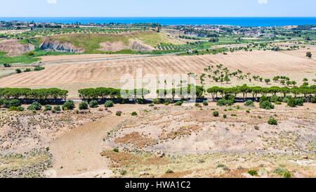 travel to Italy - rural landscape near Agrigento town on coast of Mediterranean sea in Sicily