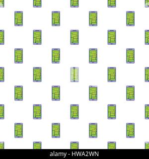 GPS map on phone pattern, cartoon style Stock Vector