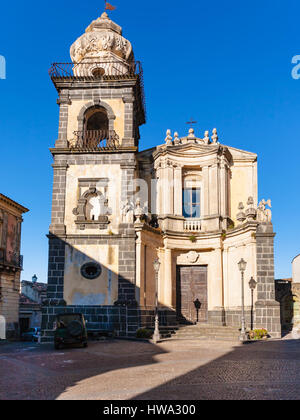 travel to Italy - front view of Saint Antonio church (Chiesa di Sant Antonio Abate) in Castiglione di Sicilia town in Sicily Stock Photo