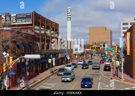 Canada, New Brunswick, Moncton, downtown, Main Street and the Bell Aliant communication tower Stock Photo