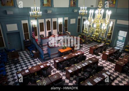 United States, Delaware, Dover, Legislative Hall, Delaware State House, Chamber of the State House of Representatives, interior Stock Photo