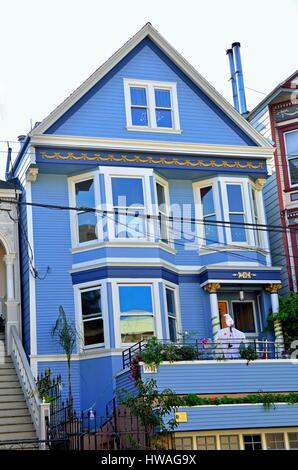 United States, California, San Francisco, Ashbury, the blue house sang by Maxime Le Forestier Stock Photo