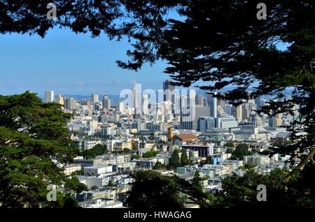 United States, California, San Francisco, Haight Ashbury, the city seen from Buena Vista Park Stock Photo
