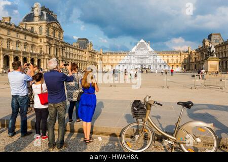 France, Paris, the Louvre Pyramid disappears for a month thanks to a photographic collage of French artist JR Stock Photo