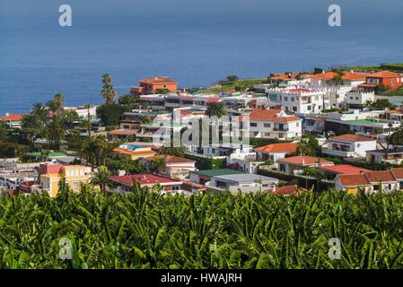 Spain, Canary Islands, Tenerife, Rambla de Castro, elevated view of town Stock Photo