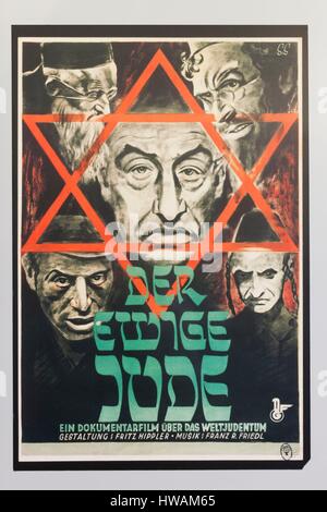 Germany, Bavaria, Obersalzberg, Dokumentation Obersalzberg, museum about the Nazi dictatorship, poster for anti-Semitic propaganda film, The Eternal J Stock Photo