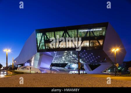 Germany, Baden-Wurttemburg, Stuttgart-Zuffenhausen, Porsche Car Museum, dawn Stock Photo