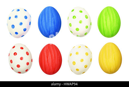 Set of cololrful Easter eggs isolated on white Stock Photo