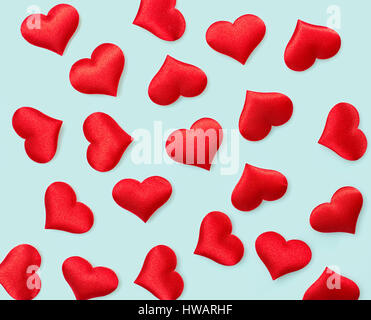 red hearts background on blue background Stock Photo