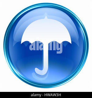 Umbrella icon blue, isolated on white background Stock Photo