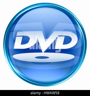 DVD icon blue, isolated on white background. Stock Photo