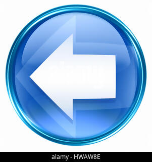 Left arrow icon, blue website button on white background Stock Photo ...