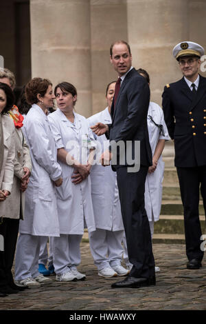 18th March 2017 Parice France Britain's Prince William, Duke of Cambridge, accompanied by Catherine,The Duchess of Cambridge, on their visit to Paris in March 2017. Stock Photo