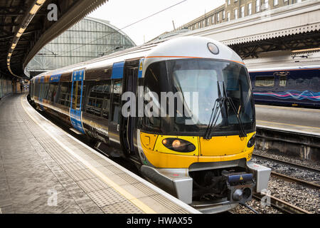 Tata Communications Heathrow Express train at Paddington Station, London, UK Stock Photo