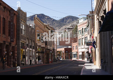 Main street on a sunny day, Bisbee, Arizona, USA Stock Photo