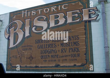 Sign at the entrance of the historic town of Bisbee, Arizona, AZ, USA, United States Stock Photo
