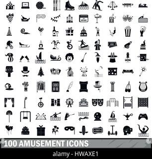 100 amusement icons set, simple style Stock Vector Image & Art - Alamy