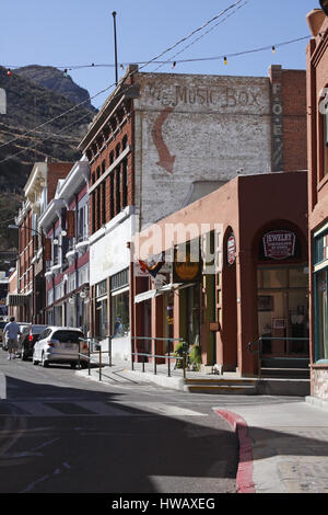 Main street on a sunny day, Historic District, Bisbee, Arizona, USA, United States Stock Photo