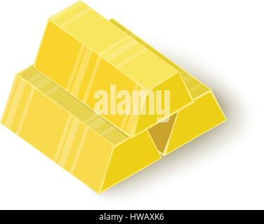 Three gold bars icon, isometric 3d style Stock Vector