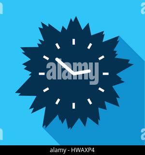 Blue modern clock without numbers icon, flat style Stock Vector