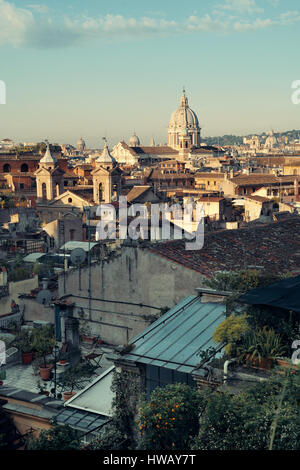 Rome rooftop view with ancient architecture in Italy. Stock Photo