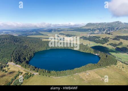 France, Puy de Dome, Besse et Saint Anastaise, Lac Pavin (aerial view) Stock Photo