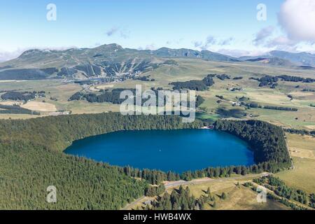 France, Puy de Dome, Besse et Saint Anastaise, Lac Pavin (aerial view) Stock Photo