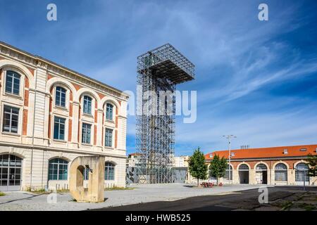 France, Loire, Saint-Etienne, nominated as part of Unesco’s Creative Cities Network, Cite du Design was inaugurated in 2009 on the former site of the Manufacture Nationale d'Armes in the heart of the creative neighborhood Manufacture Plaine Achille, the Watch Tower Stock Photo