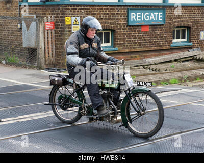 Reigate, Surrey, UK. 19th March 2017. The 78th Sunbeam Motor Cycle Club Pioneer Run takes place at Reigate in Surrey. Photos by ©Lindsay Constable / Alamy Live News Stock Photo