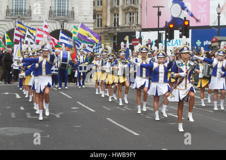 London UK. 19th March 2017. The Mayobridge band from County Down Ireland perform  at  the annual Saint Patricks day parade in London Credit: amer ghazzal/Alamy Live News Stock Photo