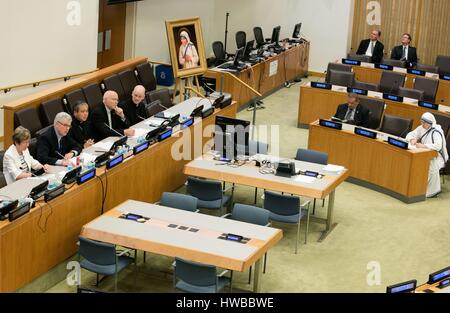 United Nations, New York, USA, September 09 2016 - In celebration of the September 4 Canonization of Mother Teresa of Calcutta, the Permanent Observer Mission of the Holy See to the UN, together with ADF International and the Permanent Missions of India, Albania, Italy and the Former Yugoslav Republic of Macedonia hosted a Conference dedicated to the enduring message of her word today at the UN Headquarters in New York. Photo: Luiz Rampelotto/EuropaNewswire | usage worldwide Stock Photo