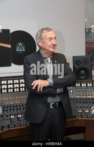 Knightsbridge, UK. 20th Mar, 2017. Renowned Pink Floyd drummer Nick Mason was reunited with an Abbey Road Console at Bonhams Knightsbridge today. The console is still in working order and is to be sold by Bonhams at their TCM Presents. Rock and Roll Through the Lens sale in New York on the 27th March Credit: Keith Larby/Alamy Live News Stock Photo